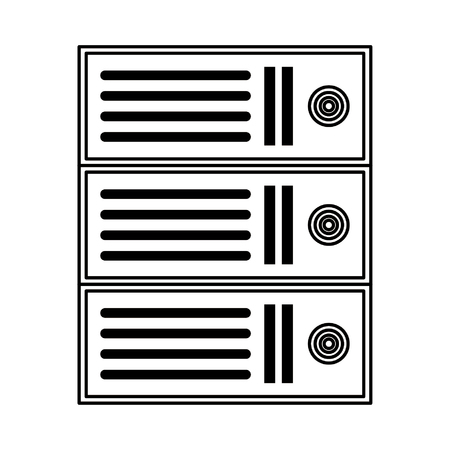 technology device cpu server storage tower cartoon vector illustration graphic design in black and whiteのイラスト素材