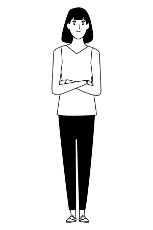 woman avatar cartoon character with fashion casual clothes cartoon  vector illustration graphic designのイラスト素材