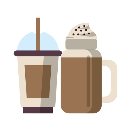 coffee cafe concept coffee shop elements ice drinks cartoon vector illustration graphic designのイラスト素材