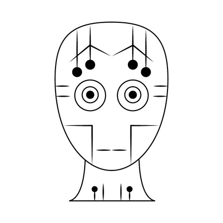 humanoid cyborg front view head with electronic circuit avatar cartoon character vector illustration graphic designのイラスト素材