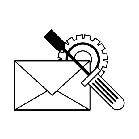 Email technical support wrench and gear symbols isolated vector illustration graphic designのイラスト素材