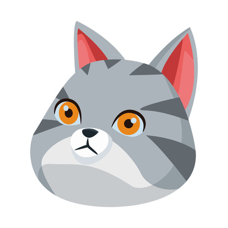 gray cat tabby icon cartoon isolated vector illustration graphic designのイラスト素材