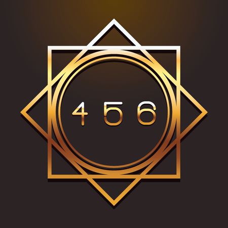 four five six number font in round geometric frameのイラスト素材