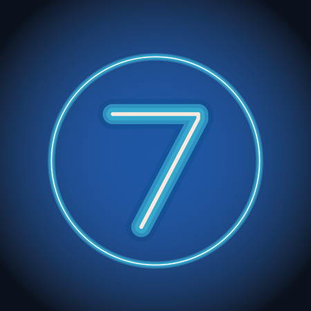 seven blue font number in blue round frame icon background vector illustrationのイラスト素材