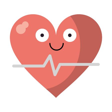 Medical heartbeat smiling cute cartoon vector illustration graphic designのイラスト素材