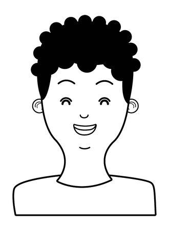 young man face afro american black character cartoon vector illustration graphic designのイラスト素材