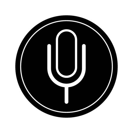 microphone sign icon isolated round icon black and white vector illustration graphic designのイラスト素材