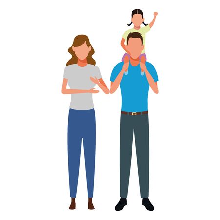 family avatar cartoon character couple with child vector illustration graphic designのイラスト素材