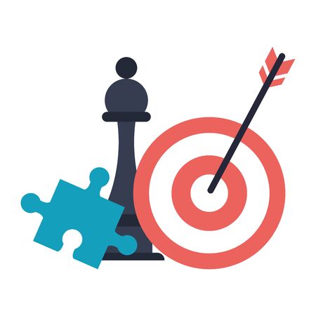Dartboard target with chess piece and jigsaw vector illustration graphic designのイラスト素材