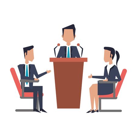 Business teamwork meeting discuting on podium vector illustration graphic designのイラスト素材