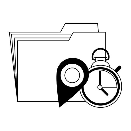 business folder with timer and gps tracking vector illustration graphic designのイラスト素材