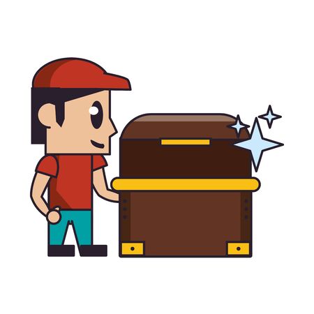 Videogames plumber and chest cartoons vector illustration graphic designのイラスト素材