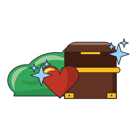 Videogames chest heart and bush cartoons vector illustration graphic designのイラスト素材