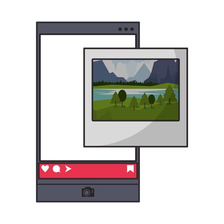 Instant photo from smartphone social network app vector illustration graphic designのイラスト素材