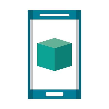 Smartphone with cube on screen symbol vector illustration graphic designのイラスト素材