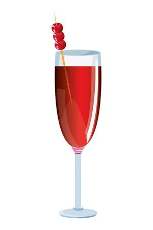 Tropical fruit cocktail with cherries icon cartoon vector illustration graphic designのイラスト素材