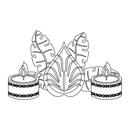 Ugadi indian celebration emblems flowers and candle cartoons vector illustration graphic designのイラスト素材