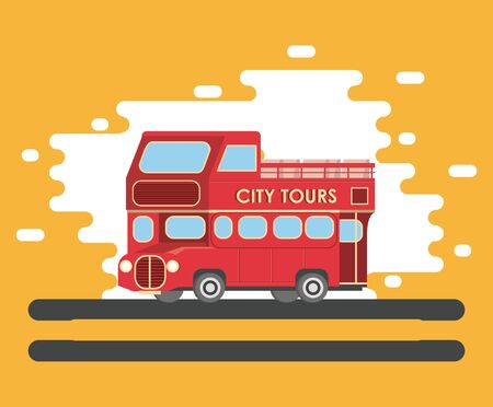 London bus city tour over yellow background vector illustration graphic designのイラスト素材