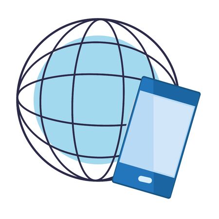 globe world sphere and smartphone icon cartoonのイラスト素材