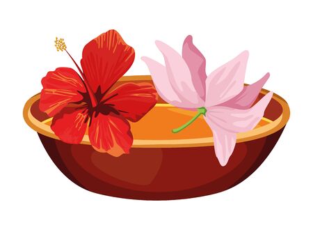 lotus blossom flowers nelumbo nucifera gaertn with a bowl icon cartoon vector illustration graphic designのイラスト素材