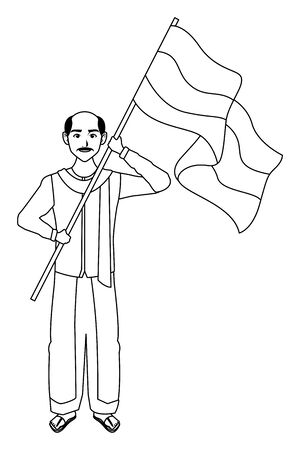 indian family woman with braid young girl with sari in black and white profile picture avatar cartoon character portrait vector illustration graphic designのイラスト素材