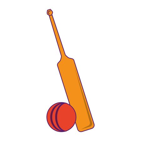 cricket equiment elements bat cricket and ball icon cartoon vector illustration graphic designのイラスト素材
