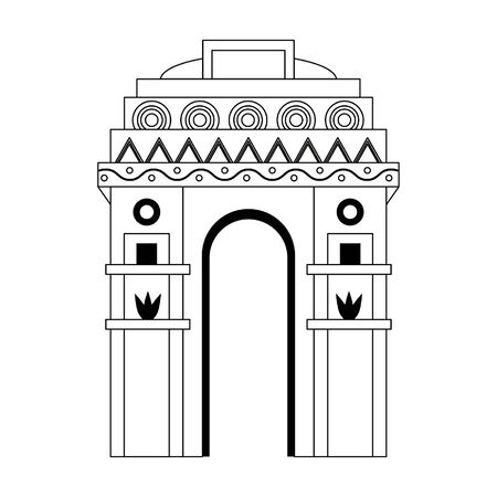 indian building monuments with gateway of india icon cartoon vector illustration graphic designのイラスト素材