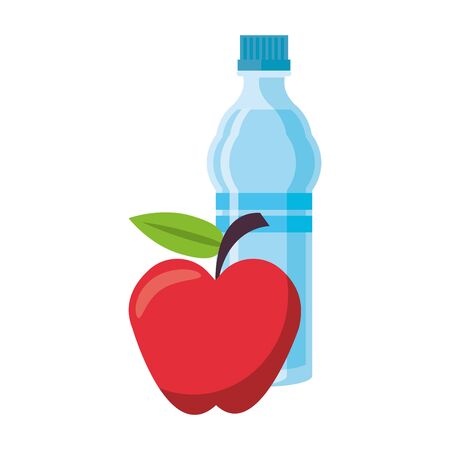 fitness equipment workout health and water bottle apple isolated symbolssymbols vector illustration graphic designのイラスト素材