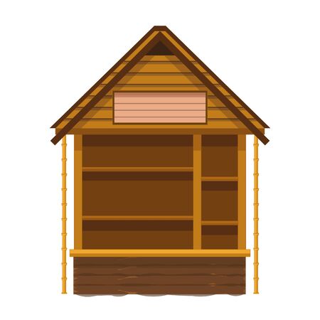 Beach wooden kiosk building house vector illustration graphic designのイラスト素材