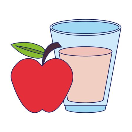 fitness equipment workout health and apple juice in glass symbols vector illustration graphic designのイラスト素材