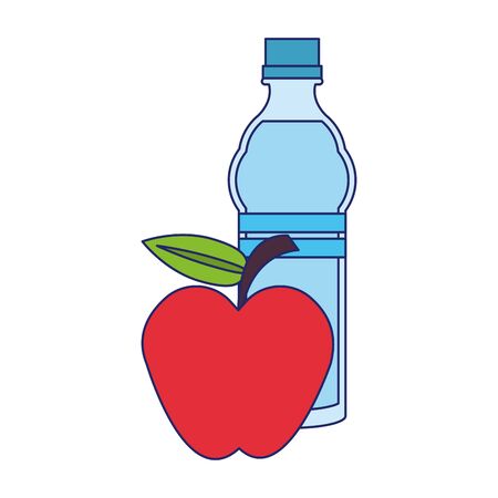 fitness equipment workout health and water bottle apple isolated symbolssymbols vector illustration graphic designのイラスト素材
