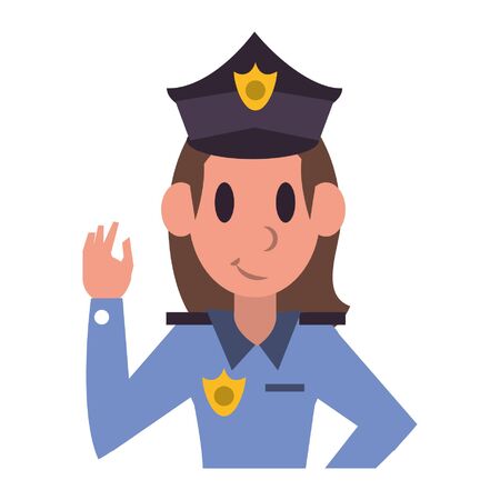 Police officer woman character  worker cartoon profile vector illustration graphic designのイラスト素材