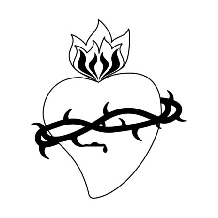 Sacred heart with flame symbol vector illustration graphic designのイラスト素材