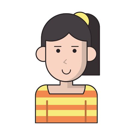 woman avatar cartoon character portrait profile vector illustration graphic designのイラスト素材