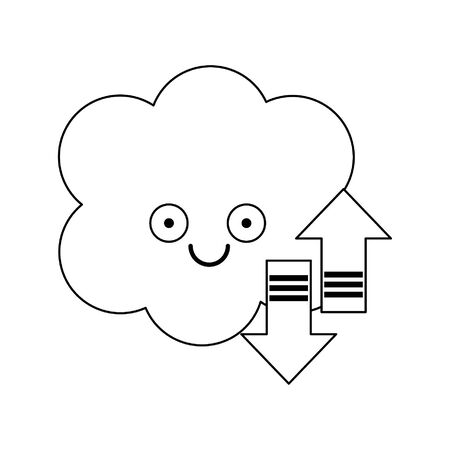 Cloud computing smiling cute cartoon vector illustration graphic designのイラスト素材