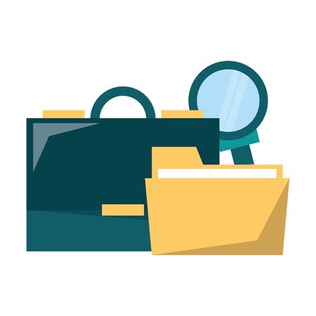 Business briefcase folder and magnifying glass vector illustration graphic designのイラスト素材