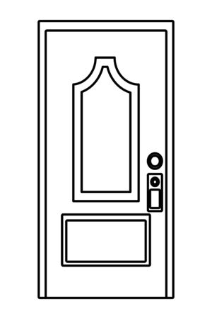 door icon cartoon isolated black and white vector illustration graphic designのイラスト素材