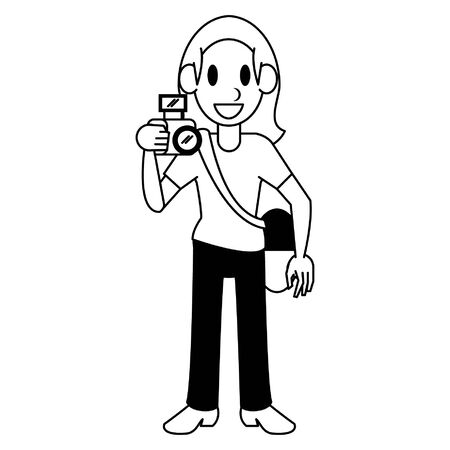Photographer with camera character  worker cartoon vector illustration graphic designのイラスト素材