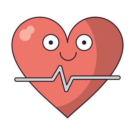 Medical heartbeat smiling cute cartoon vector illustration graphic designのイラスト素材