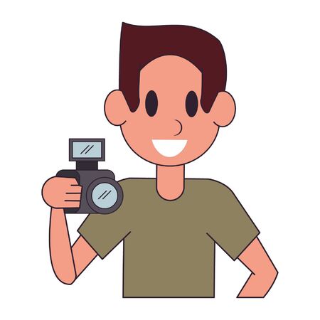 Photographer with camera character  worker cartoon profile vector illustration graphic designのイラスト素材