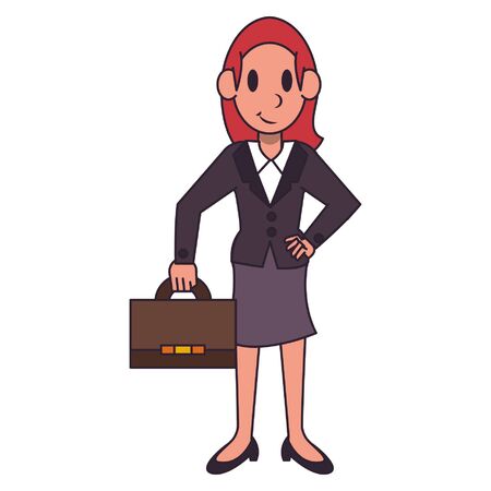 Businesswoman with briefcase character  worker cartoon vector illustration graphic designのイラスト素材