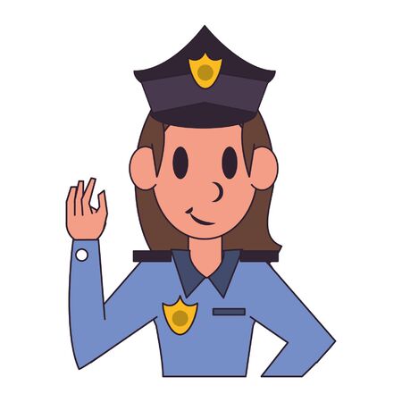 Police officer woman character  worker cartoon profile vector illustration graphic designのイラスト素材