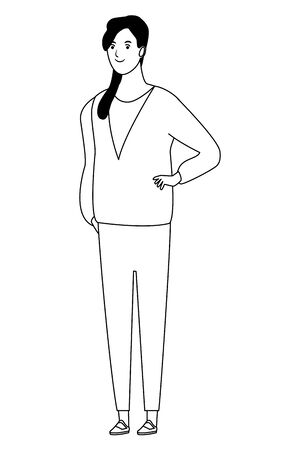 woman avatar cartoon character with fashion casual clothes cartoon  vector illustration graphic designのイラスト素材