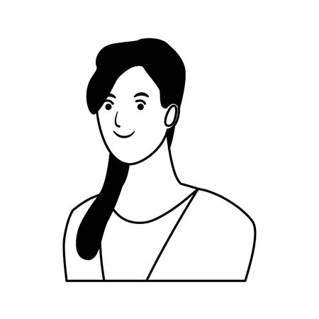 woman avatar cartoon character portrait profile style  vector illustration graphic designのイラスト素材
