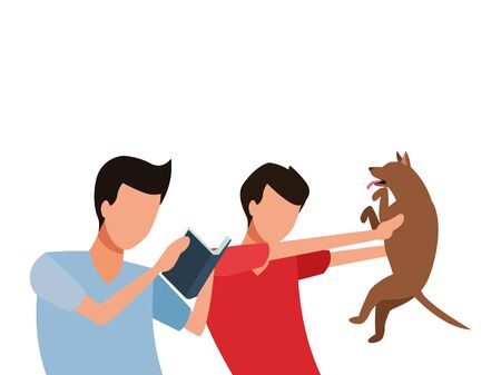 faceless friends and pet dog vector icon illustration graphic designのイラスト素材