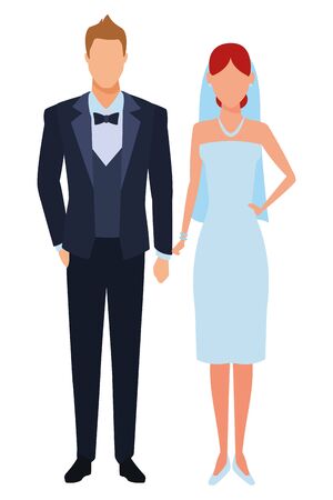 groom and bride avatar cartoon character vector illustration graphic designのイラスト素材