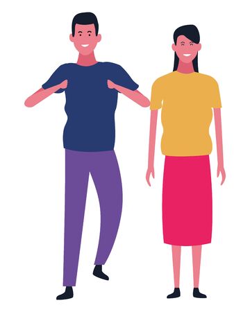 Boyfriend and girlfriend couple smiling vector illustration graphic designのイラスト素材