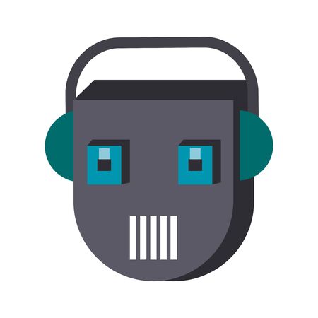 Robot funny character cartoon head isolated vector illustration graphic designのイラスト素材