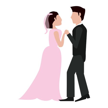 Wedding couple dancing cartoon isolated vector illustration graphic designのイラスト素材