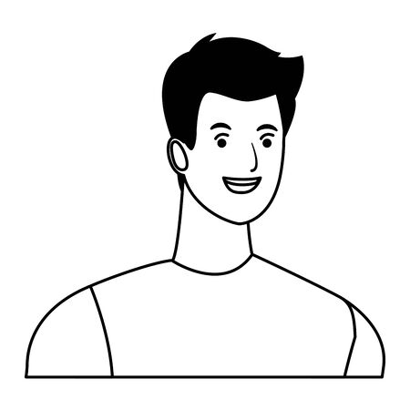 man avatar cartoon character portrait profile style  vector illustration graphic designのイラスト素材